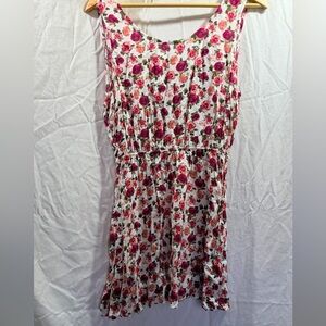 Forever 21 Floral A-Line Skirt - Red and Pink